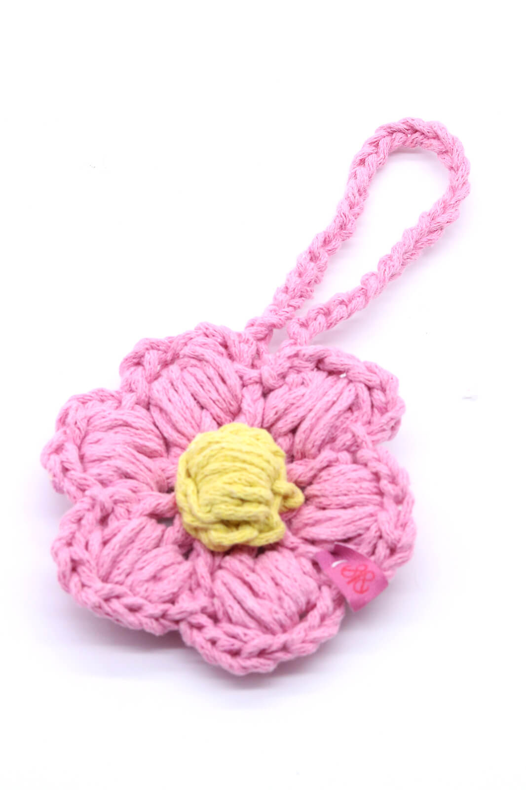 Çiçek örgü çanta süsü pembe - 1