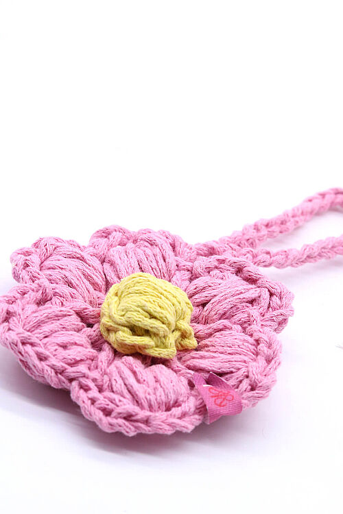 Çiçek örgü çanta süsü pembe - 2