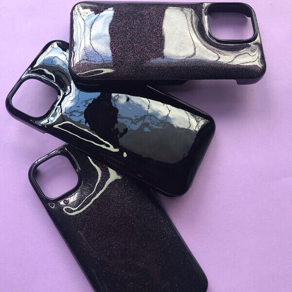 Deri iPhone Kılıf 14-13 Simli Mor Rugan Full Deri - 4
