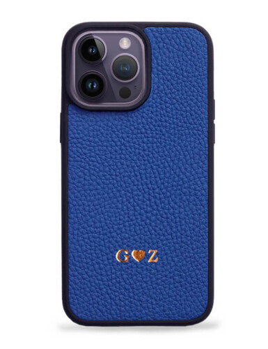 Deri iPhone Kılıf 14 Pro Max Mavi Togo - 