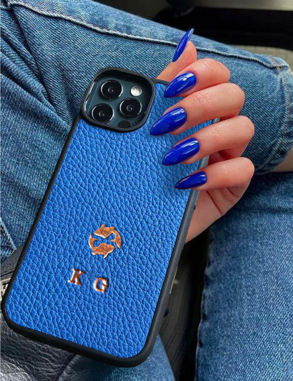 Deri iPhone Kılıf 14 Pro Max Mavi Togo - 2