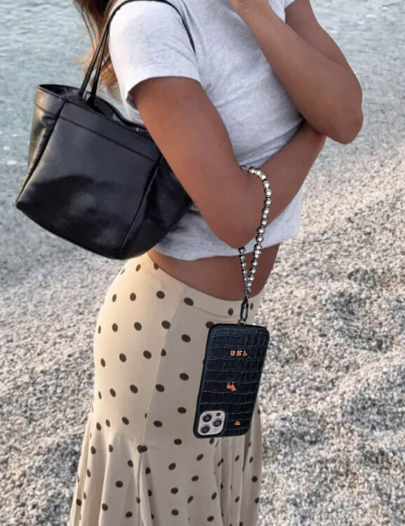 Deri iPhone Kılıf 14 Pro Max Siyah Croco - 2