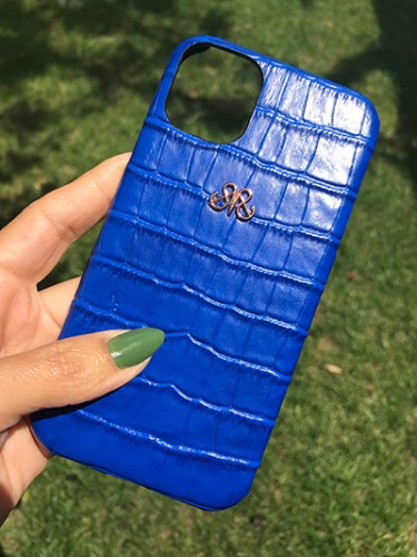 Deri iPhone Kılıf 11 Pro Saks Mavi Croco - 2