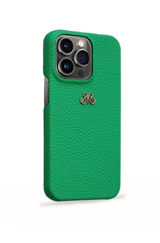 Deri iPhone Kılıf 12 Pro Max Yeşil Togo Full Deri - 3