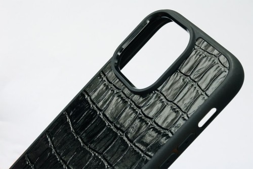 Deri iPhone Kılıf 12-12 Pro Siyah Croco - 6