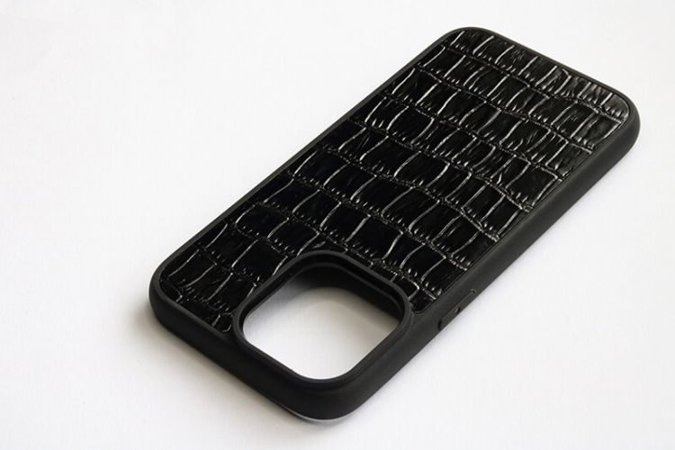 Deri iPhone Kılıf 12-12 Pro Siyah Croco - 5