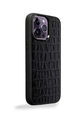 Deri iPhone Kılıf 12-12 Pro Siyah Croco - 2