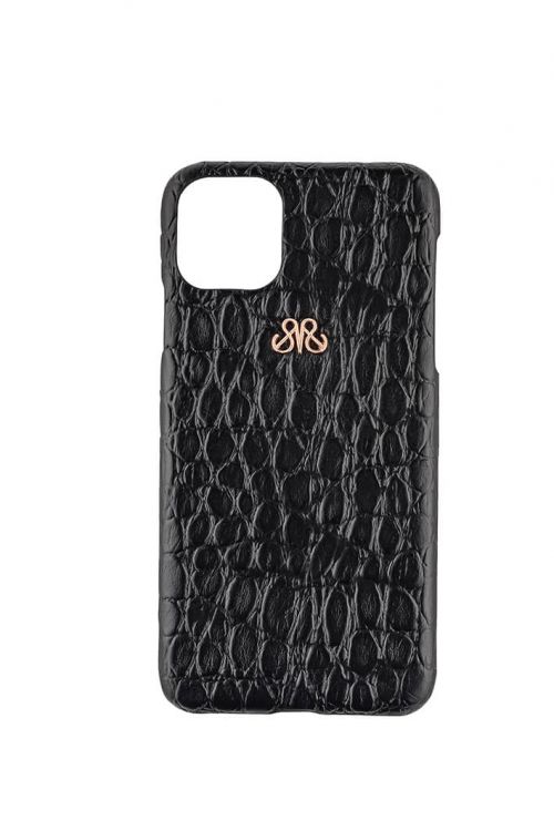 Deri iPhone Kılıf 12 Mini Siyah Baby Croco - 1