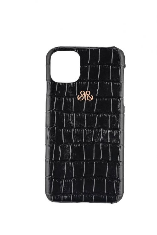 Deri iPhone Kılıf 12 Mini Siyah Croco - 1