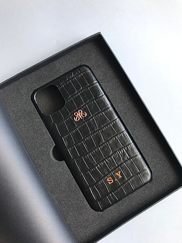 Deri iPhone Kılıf 12 Mini Siyah Croco - 3