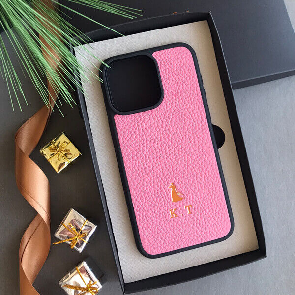 Deri iPhone Kılıf 14- iPhone Kılıf 13 Pembe Togo - 4