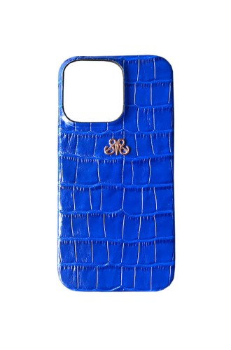 Deri iPhone Kılıf 13 Mini Saks Mavi croco 