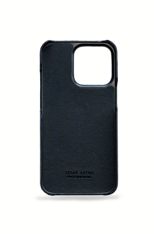 Deri iPhone Kılıf 13 Mini Siyah Togo - 6