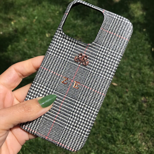 Deri iPhone Kılıf 13 Pro Ekose Full Deri - 
