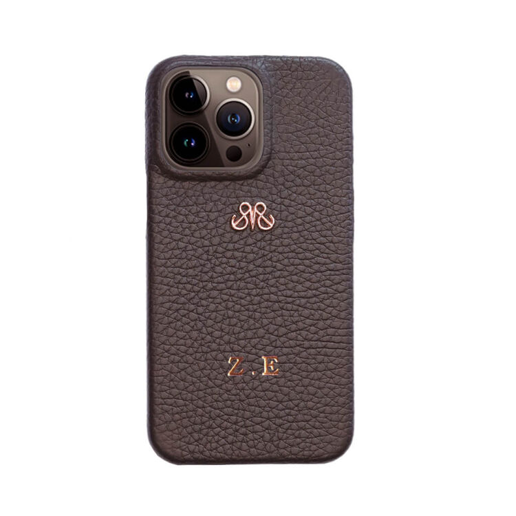 Deri iPhone Kılıf 13 Pro Kahve Togo Full Deri - 3