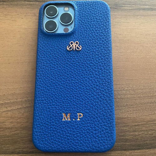 Deri iPhone Kılıf 13 Pro Mavi Togo Full Deri - 