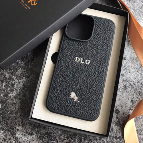 Deri iPhone Kılıf 13 Pro Max Siyah Togo - (1)