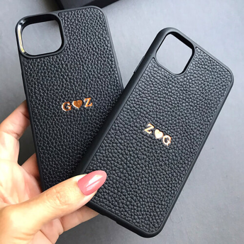 Deri iPhone Kılıf 13 Pro Max Siyah Togo - 