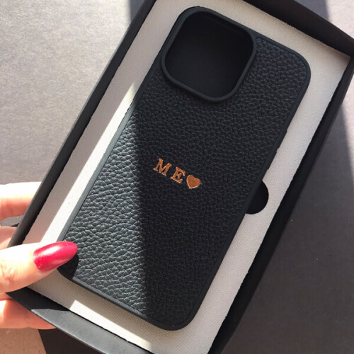 Deri iPhone Kılıf 13 Pro Max Siyah Togo - 3