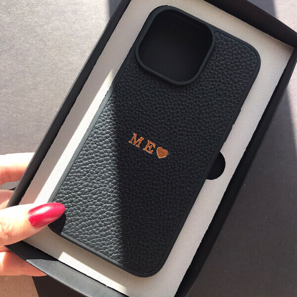 Deri iPhone Kılıf 13 Pro Max Siyah Togo - 3