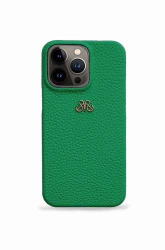Deri iPhone Kılıf 13 Pro Yeşil Togo Full Deri - 