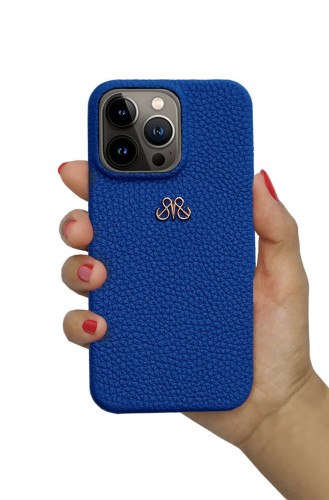 Deri iPhone Kılıf 13 Mini Mavi Togo - 4