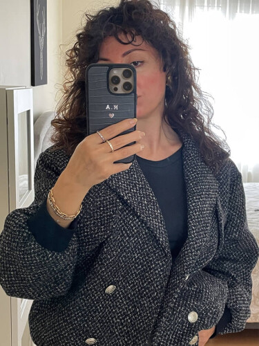 Deri iPhone Kılıf 14 Pro Max Gri Croco - 4