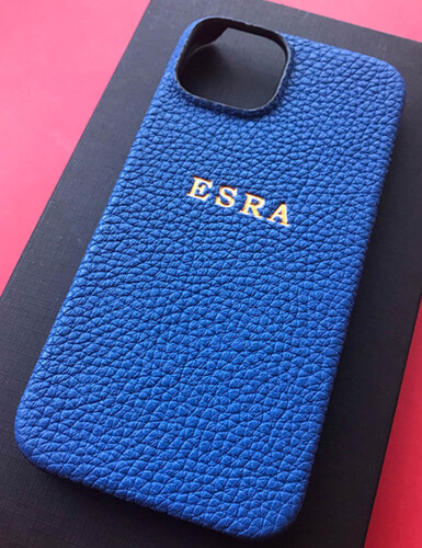 Deri iPhone Kılıf 14 Pro Max Mavi Togo Full Deri - 3