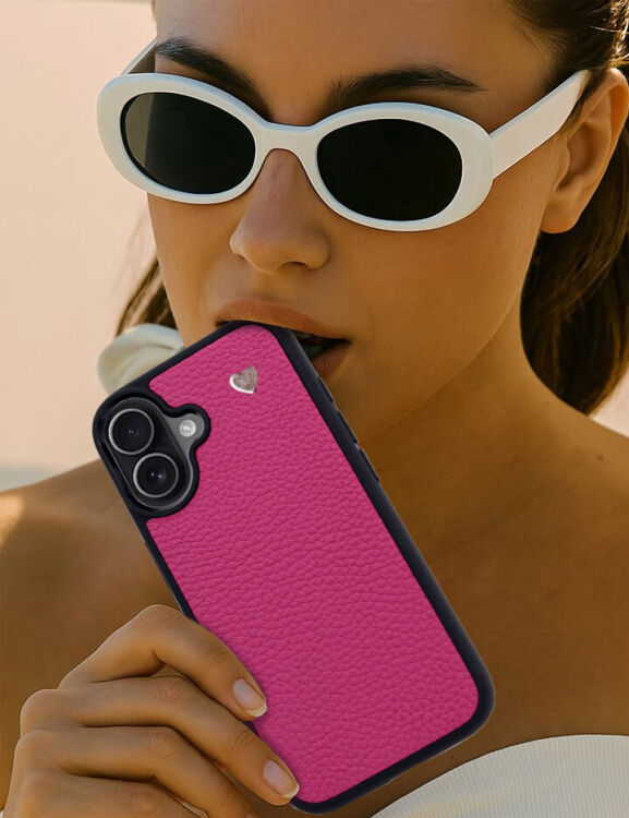 Deri iPhone Kılıf 14 Pro Max Fuşya Togo - 5