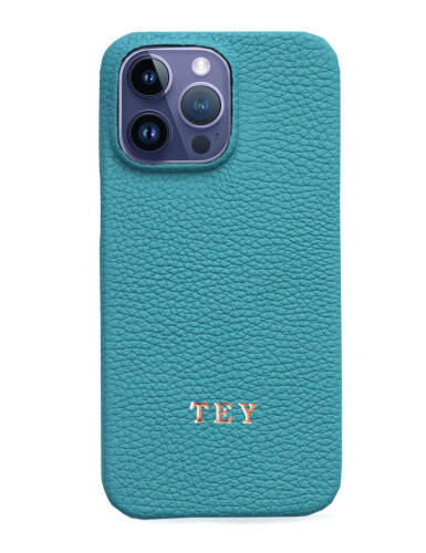 Deri iPhone Kılıf 14 Pro Max Petrol Togo Full Deri 