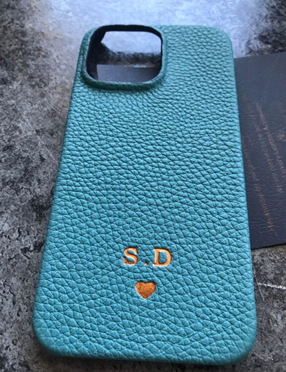 Deri iPhone Kılıf 14 Pro Max Petrol Togo Full Deri - 4