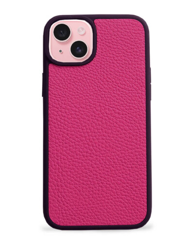 Deri iPhone Kılıf 15 Fuşya Togo 