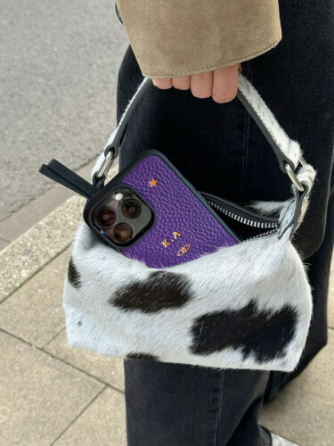 Deri iPhone Kılıf 15 Mor Togo - (1)