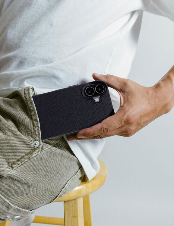 Deri iPhone Kılıf 15 Plus Siyah Togo - 2