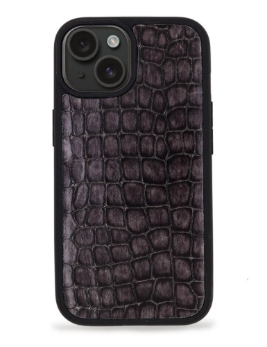 Deri iPhone Kılıf 15 Premium Füme - 