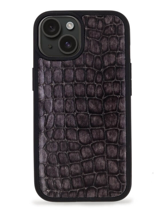 Deri iPhone Kılıf 15 Premium Füme - 1