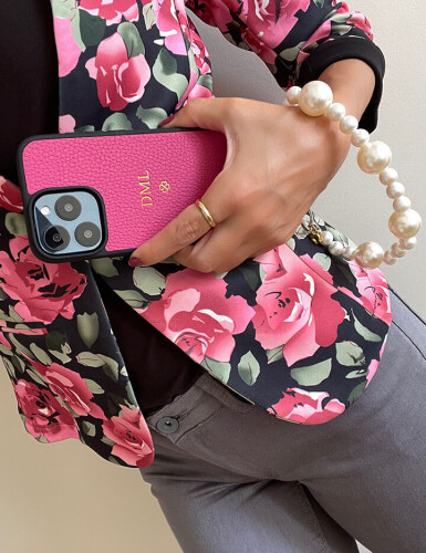 Deri iPhone Kılıf 15 Pro Fuşya Togo - 5