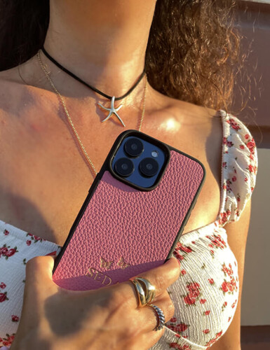 Deri iPhone Kılıf 15 Pro Max Pembe Togo - 6