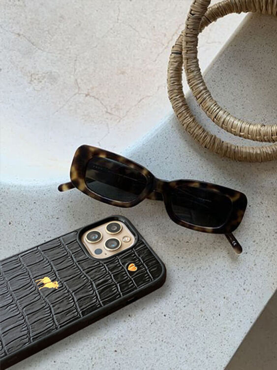 Deri iPhone Kılıf 15 Pro Max Siyah Croco - 4