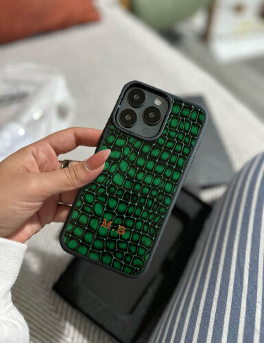 Deri iPhone Kılıf 15 Pro Premium Yeşil - (1)