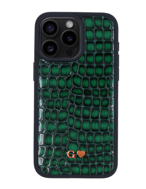 Deri iPhone Kılıf 15 Pro Max Premium Yeşil - 1