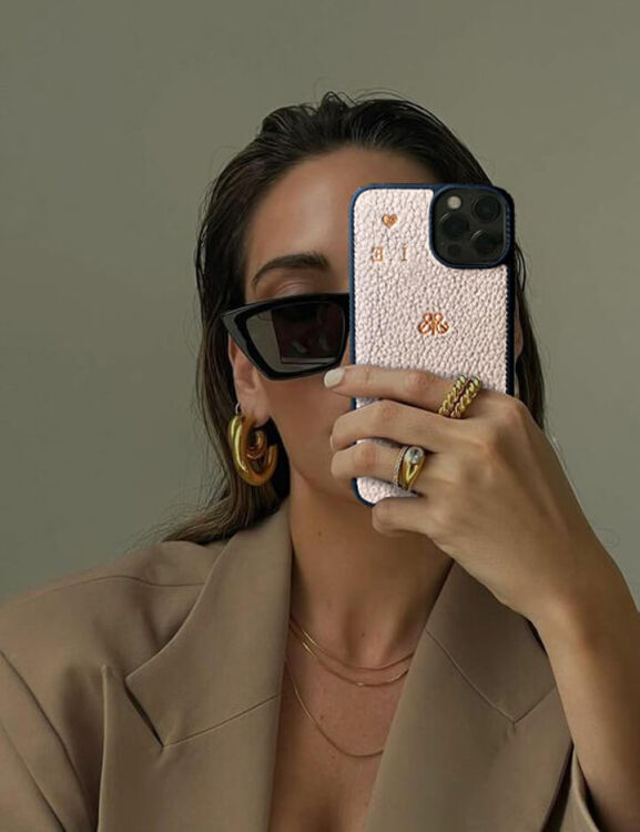 Deri iPhone Kılıf 15 Pro Max Pudra Togo - 3