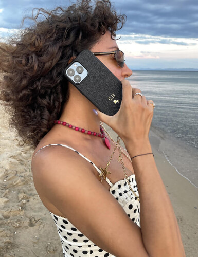 Deri iPhone Kılıf 15 Pro Max Siyah Togo - 3