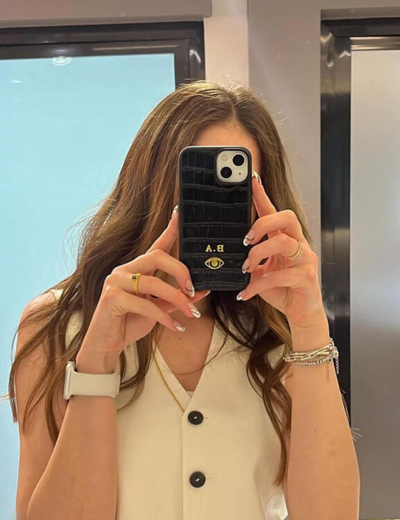 Deri iPhone Kılıf 15 Siyah Croco - 2