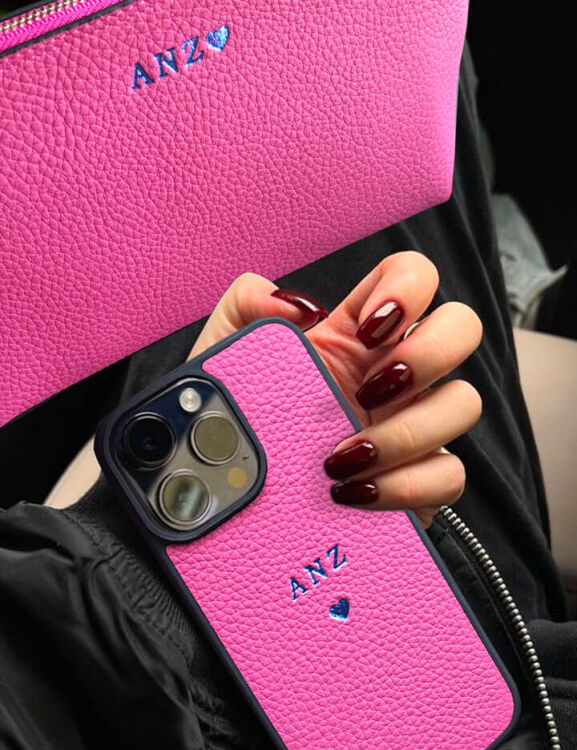 Deri iPhone Kılıf 16 Plus Fuşya Togo - 7