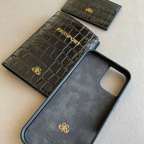 Deri iPhone Kılıf 16 Plus Siyah Croco - 2