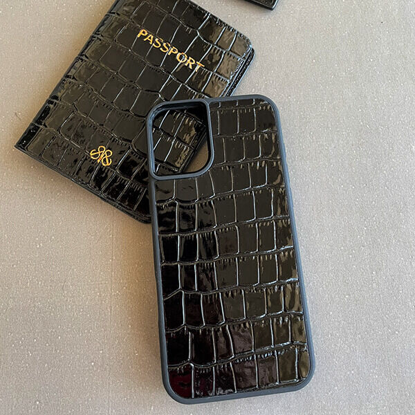 Deri iPhone Kılıf 16 Plus Siyah Croco - 3