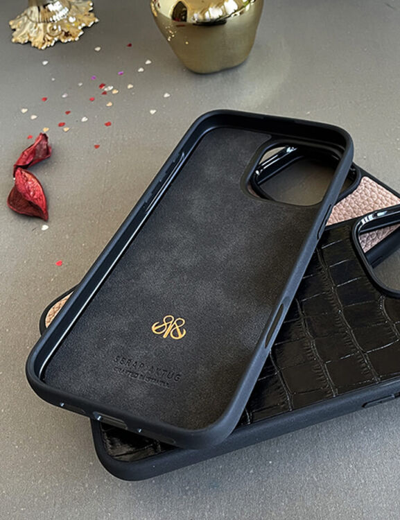 Deri iPhone Kılıf 16 Pro Kırmızı Croco - 4