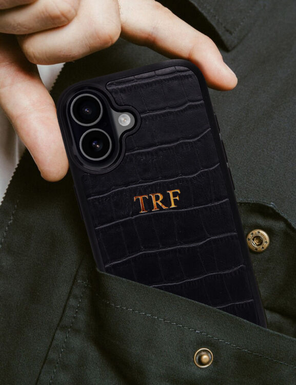 Deri iPhone Kılıf 16 Pro Siyah Croco - 8