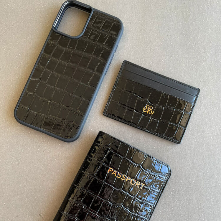 Deri iPhone Kılıf 16 Pro Max Siyah Croco - 5